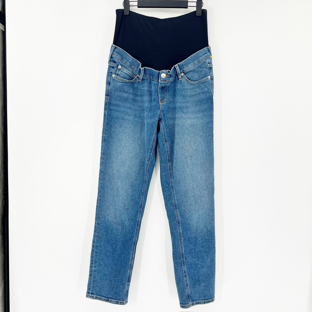 Gap Maternity Jeans Women 28/6 Long Blue Excellent Full Belly Band Straight Leg